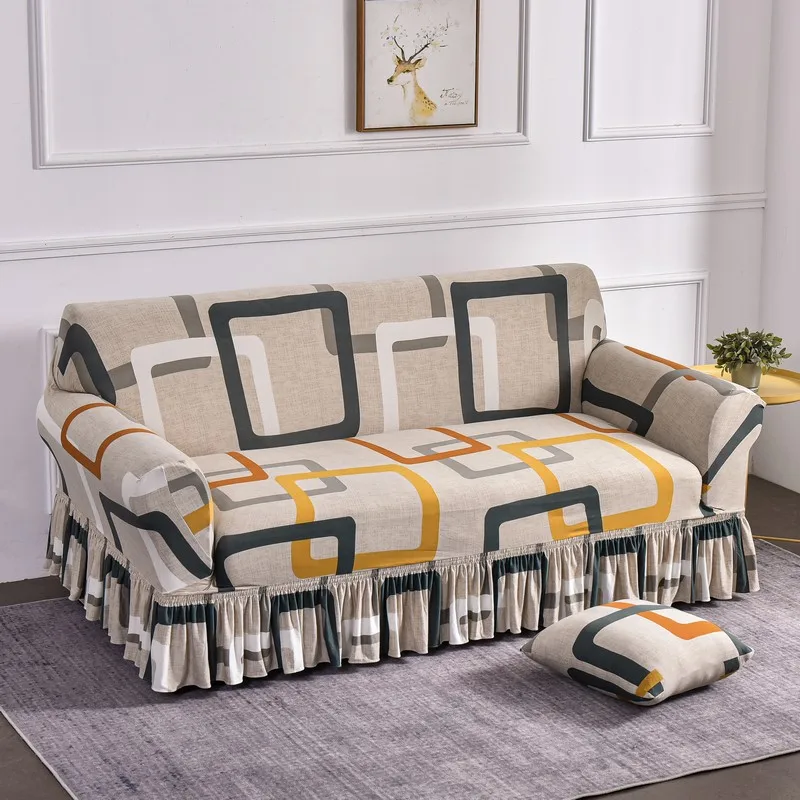 1 2 3 4 Seater Geometric Sofa Cover Stretch Spandex Sofa Skirt Covers