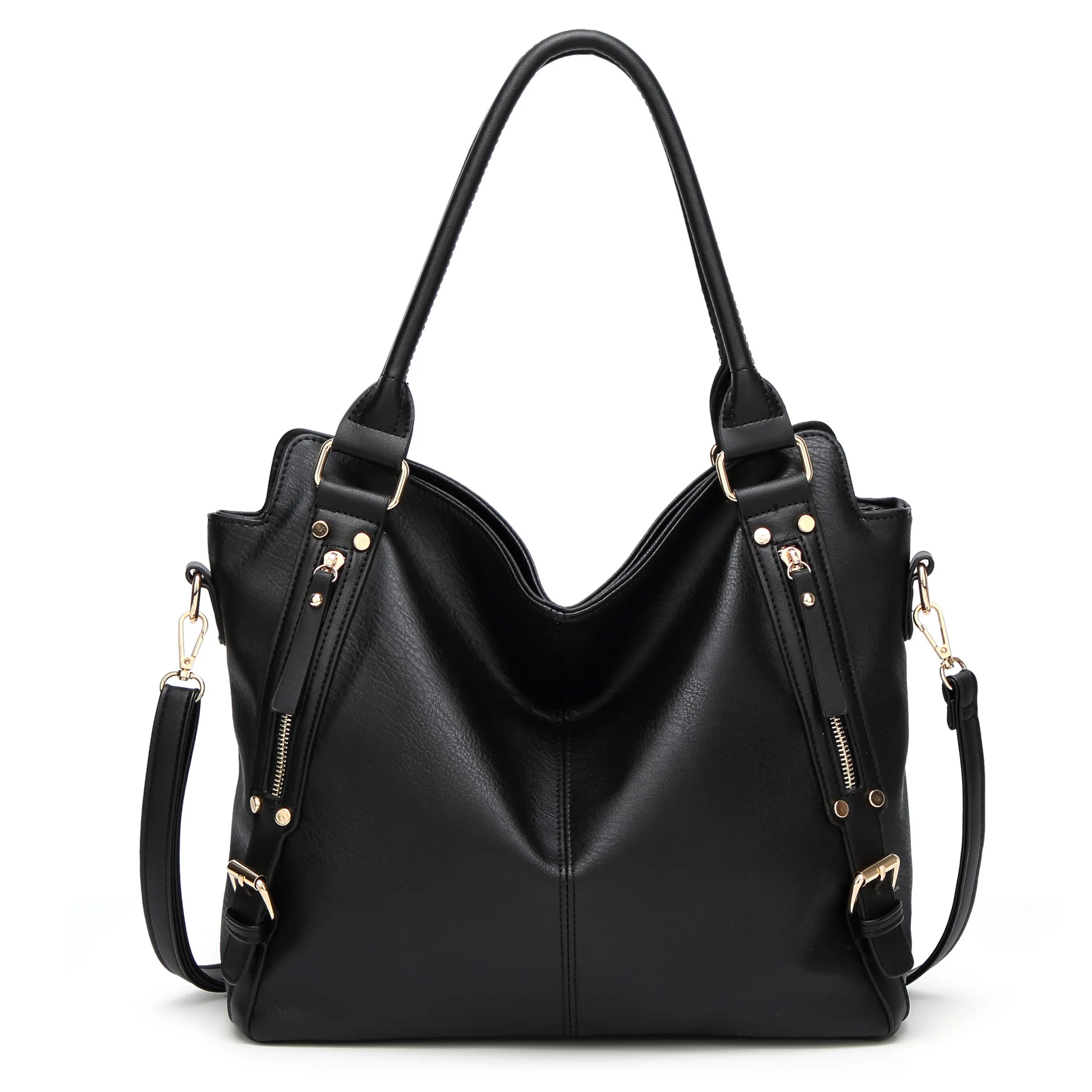 

New Luxury Vintage Trendy High Quality Large PU Leather Rivet Women Ladies Handbags Shoulder Bag with Strap For Female