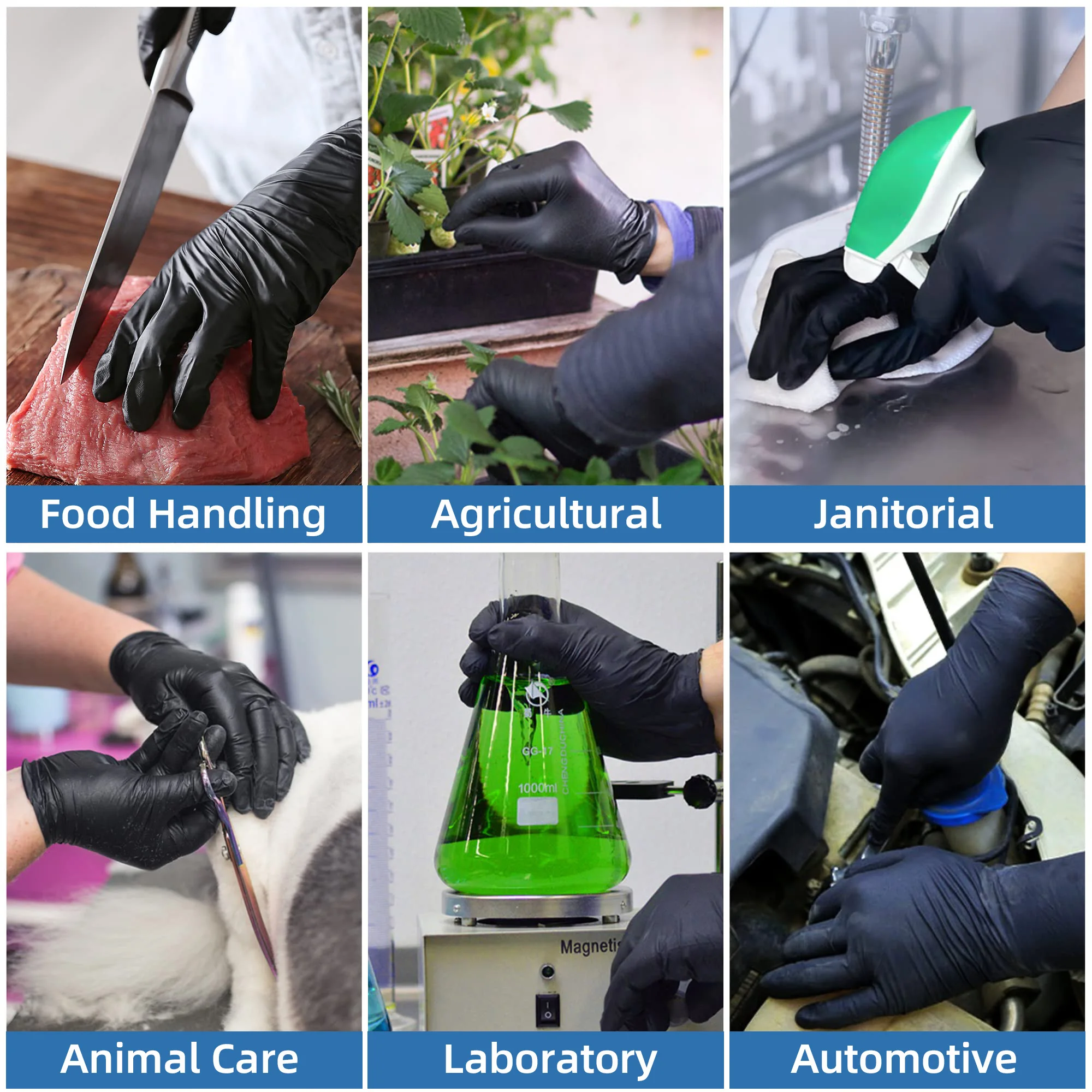 100/200 Pack Disposable Black Nitrile Gloves For Household Cleaning Work Safety Tools Gardening Gloves Kitchen Cooking Tools