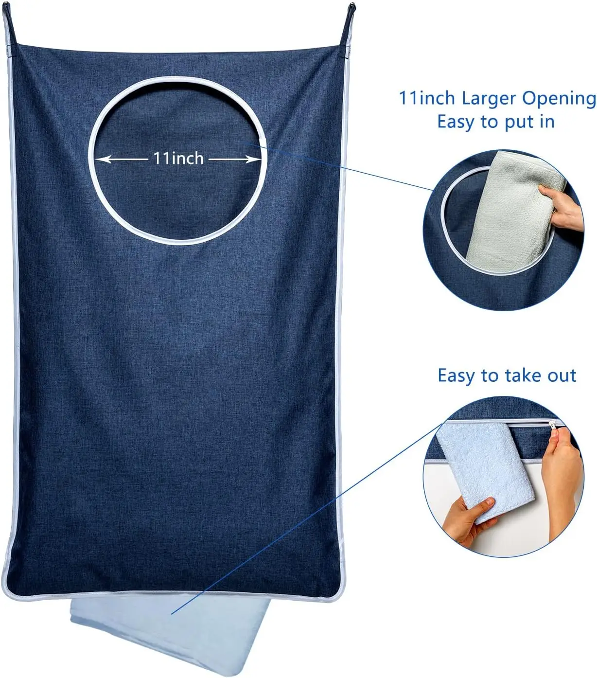 Large Oxford Door Hanging Laundry Hamper Bag with Hooks Dirty Clothes Storage Bag for Bedroom Bathroom 5