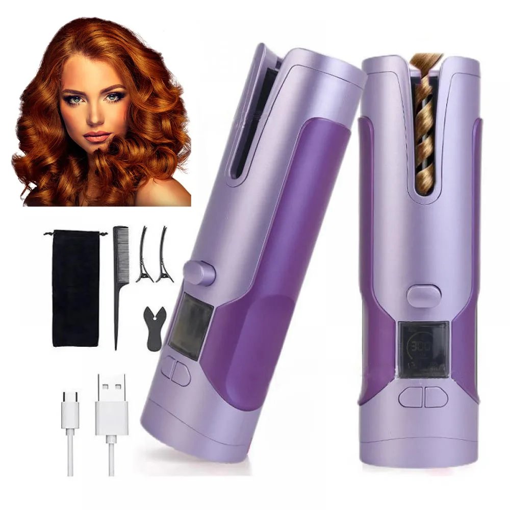 Automatic Hair Curler Wireless Rotating Curling Iron LCD Screen Ceramic Heating Wave Curling Tongs Portable Curler Styler Tools