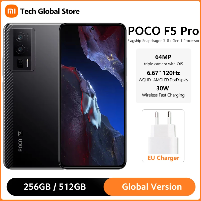 

Global Version POCO F5 Pro 16GB 512GB 5G Smartphone Snagdragon 8+ Gen 1 Octa Core 6.67" 120Hz WQHD+ AMOLED Display 64MP Camera