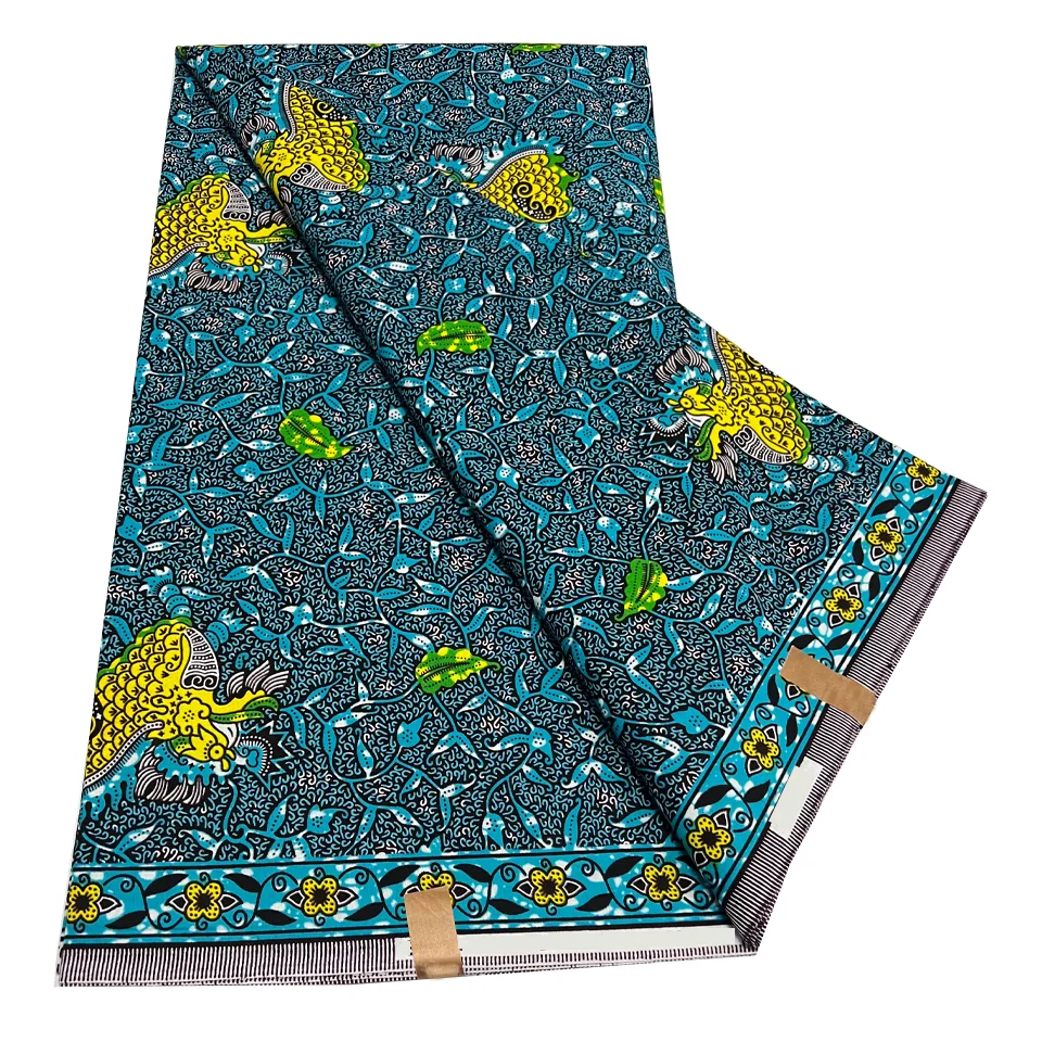 New Designs african wax fabric clothing fabric 100% Cotton Tissu Pagne Africaine Pagne Wax Africain Ankara Wax Print Supplier 6 Yards