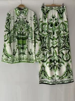 Chemise à manches longues imprimée de luxe pour femme, costume deux pièces ample, pantalon droit élastique, décontracté, printemps et été 2024 3