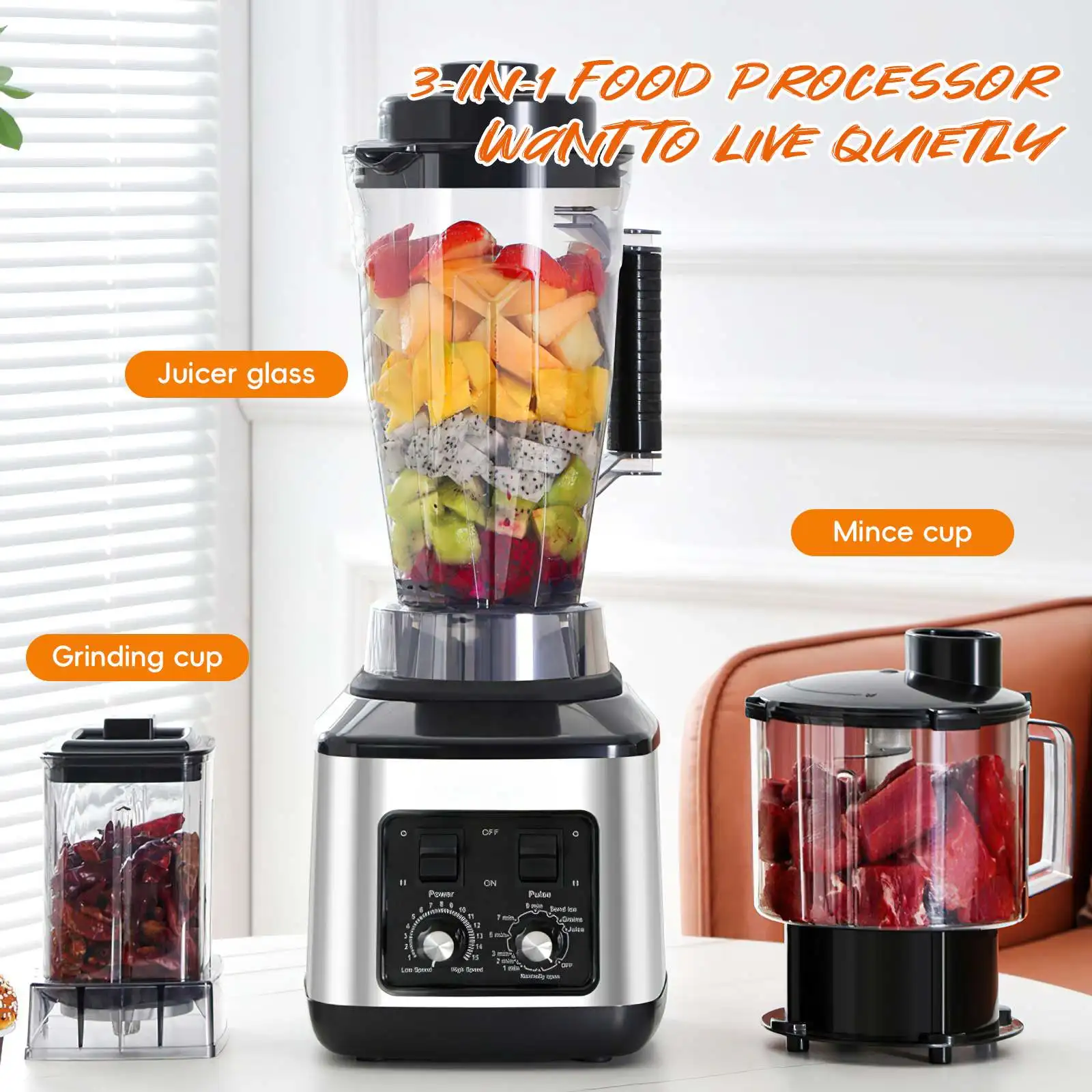 9500W fuel Table Blender Juicer Smoothie Maker 3In1