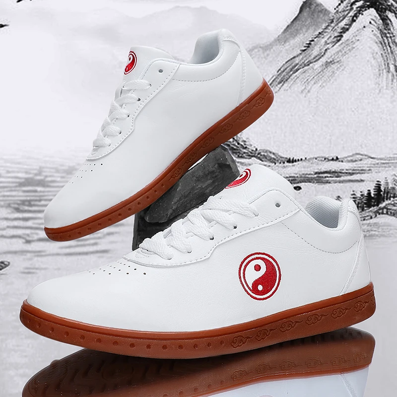 New men's and women's Chinese kung fu performance shoes white and black taiji training shoes karate taekwondo fitness