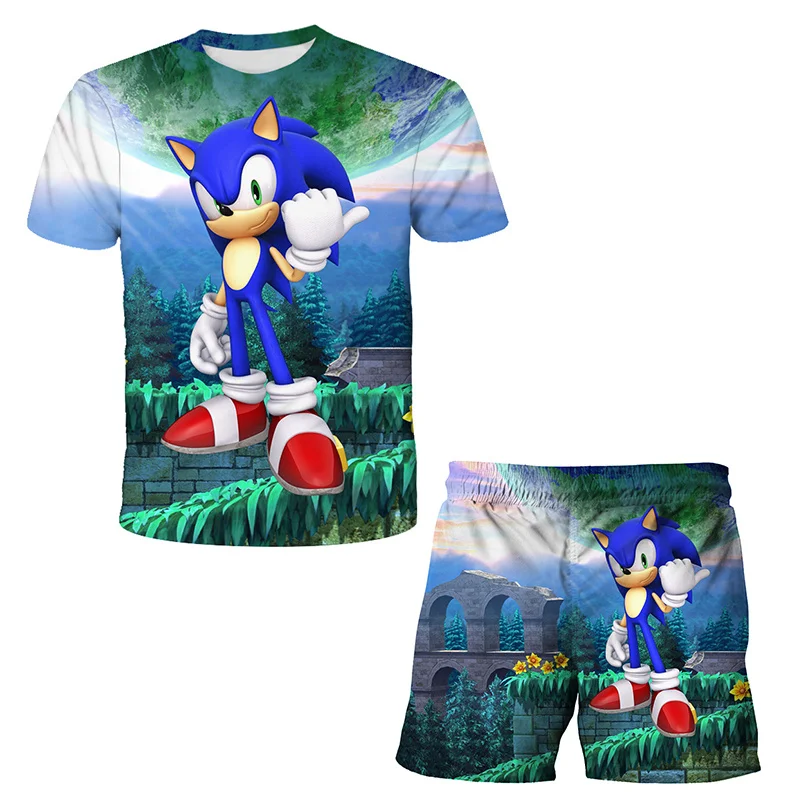 newborn baby clothes set for hospital Kids super sonic Suit Children Boys And Girls Sonic 2 Summer T Shirt Sets Pants 2pcs Children short Sleeve Clothing 4 5 6 7-14Y cute baby suit