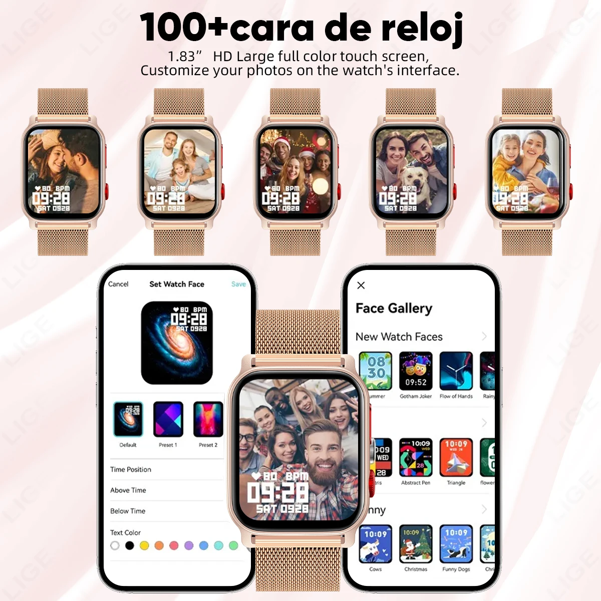 LIGE Smartwatch Outdoor Flashlight Military Waterproof Smart Watch Men Heart Rate Sport Fitness Watches BT Call Smartwatch Woman