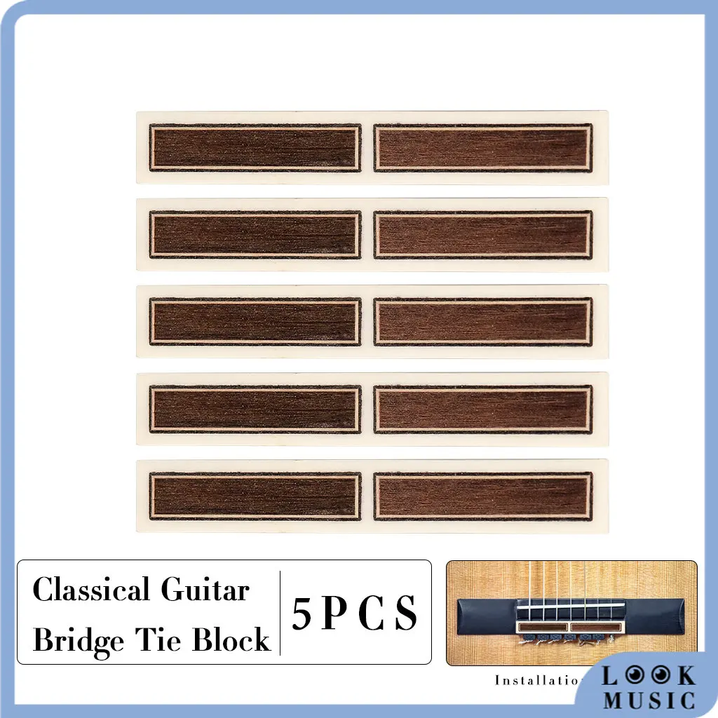 

LOOK Classical Guitar Bridge Luthier Wood String Tie DIY Classical Flamenco Guitar Buffalo Bone Shell Inlay Luthier 5pcs