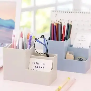 New Stationery Pen Desk Holder Desktop Mobile Phone Holder Organizing Box Simple and Large Capacity Office Storage Supplies 2