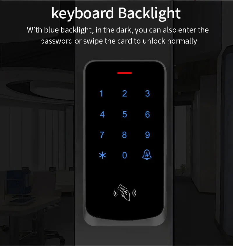 Access Control Digicode Keypad RFID 125KHz Keyboard Backlight Touch Door Opener