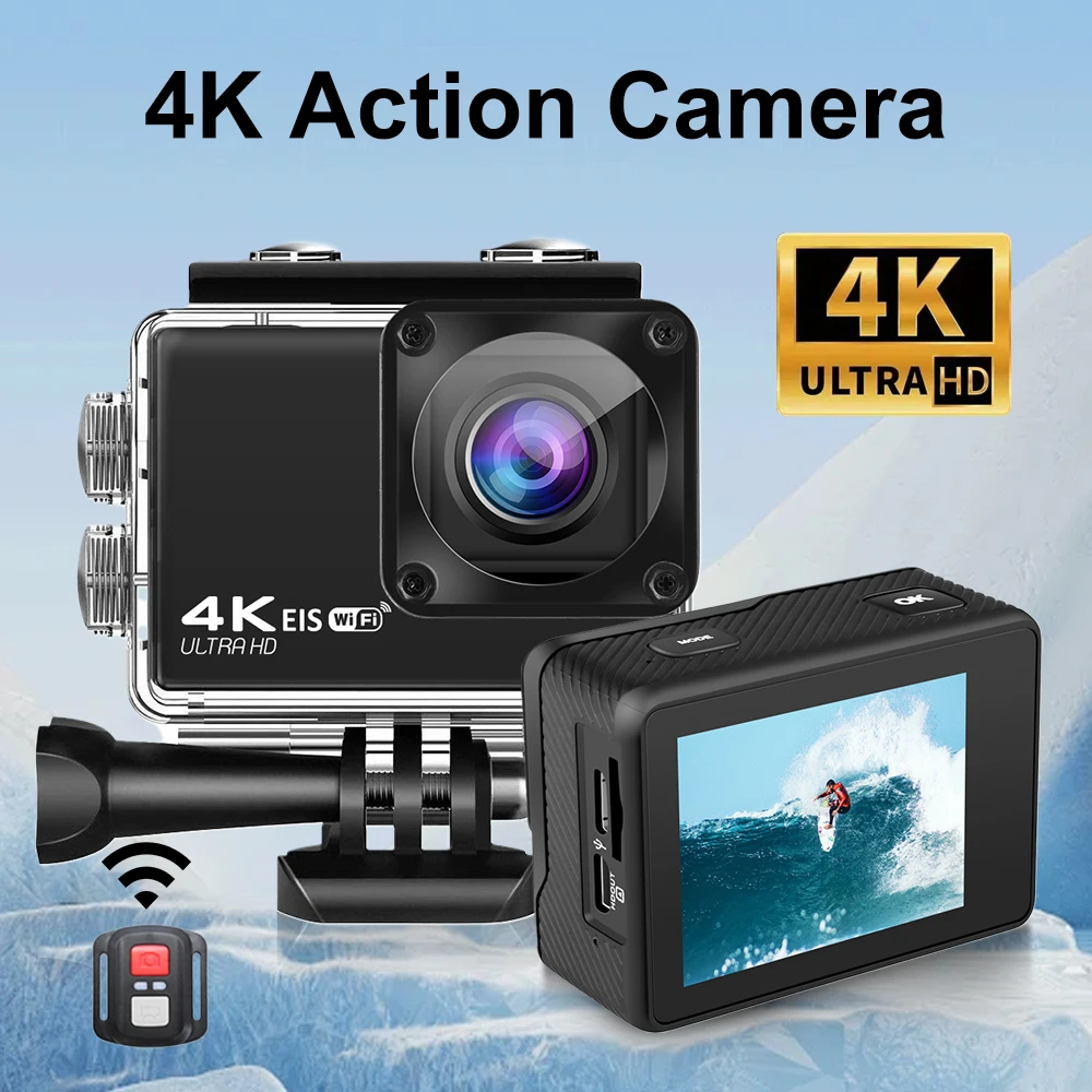 4K/60fps Action Camer  24MP Wi-Fi 2" IPS LCD 170D Underwater 30M Helmet Video Sport Anti-Shake Action Camera With IMX386 Lens