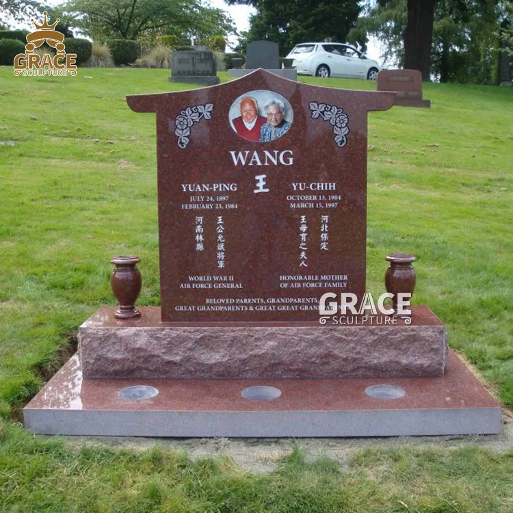 Black Large Size Butterfly Granite Tombstone Monument Hand Carving Headstone