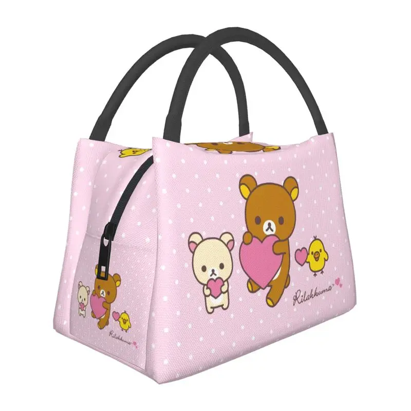 

Kawaii Cartoon Bear Rilakkuma Thermal Insulated Lunch Bag Women Portable Lunch Container for Work Travel Meal Food Box