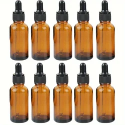 Refillable Glass Dropper Bottle Set with Accessories for Essential Oils and Perfumes (Brown)
