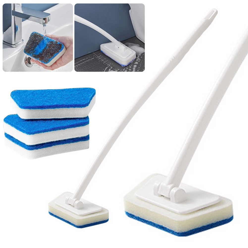 

Multifunction Bathroom Scrubber Wall Cleaning Brush Long Handle Replaceable Scouring Pad Floor Bathtub Ceramic Tile Sponge Brush