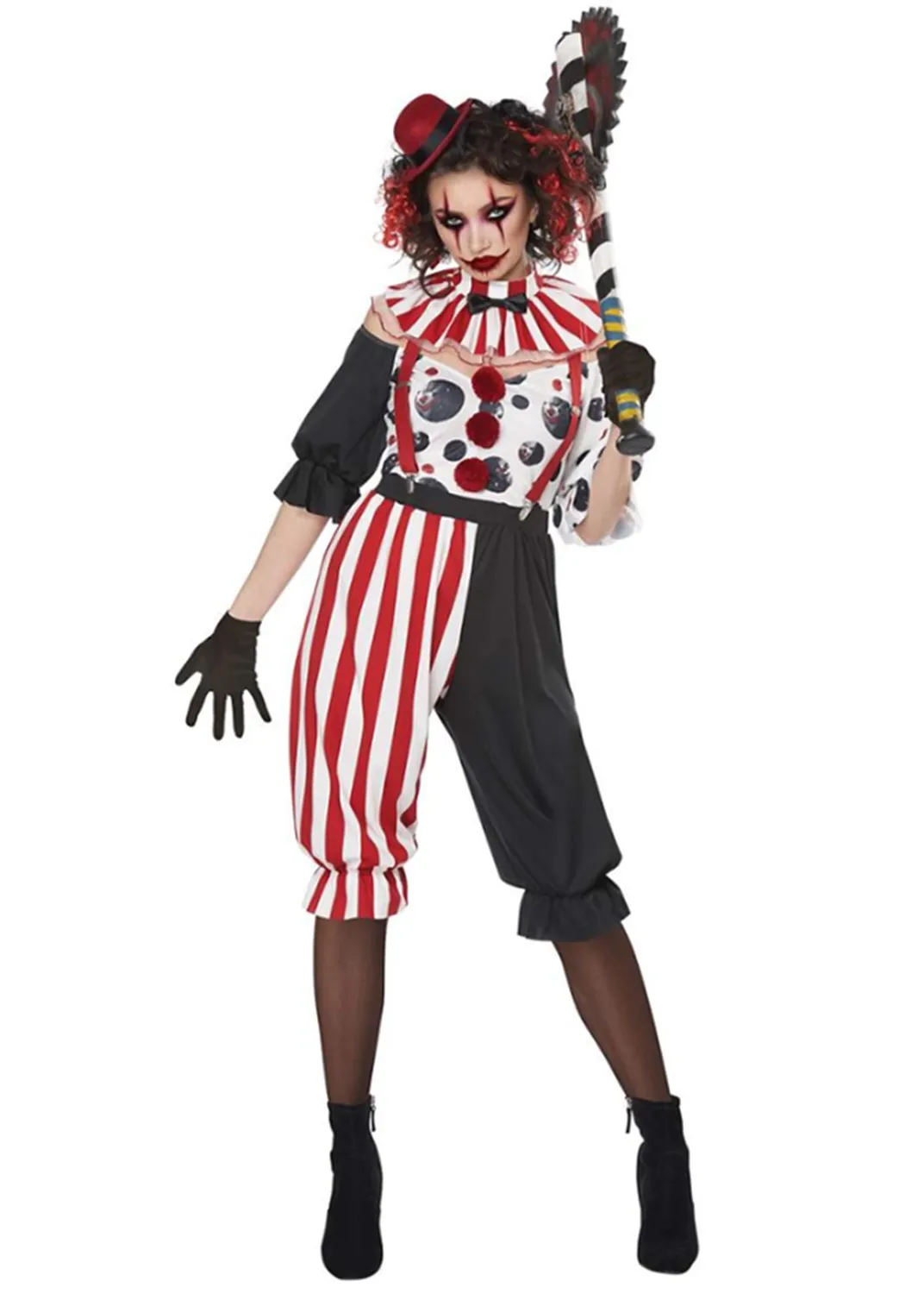 

Halloween Carnival Party Evil Bloody Ghost Clown Cosplay Costume Stage Performance Funny Circus Honey Joker Fancy Dress