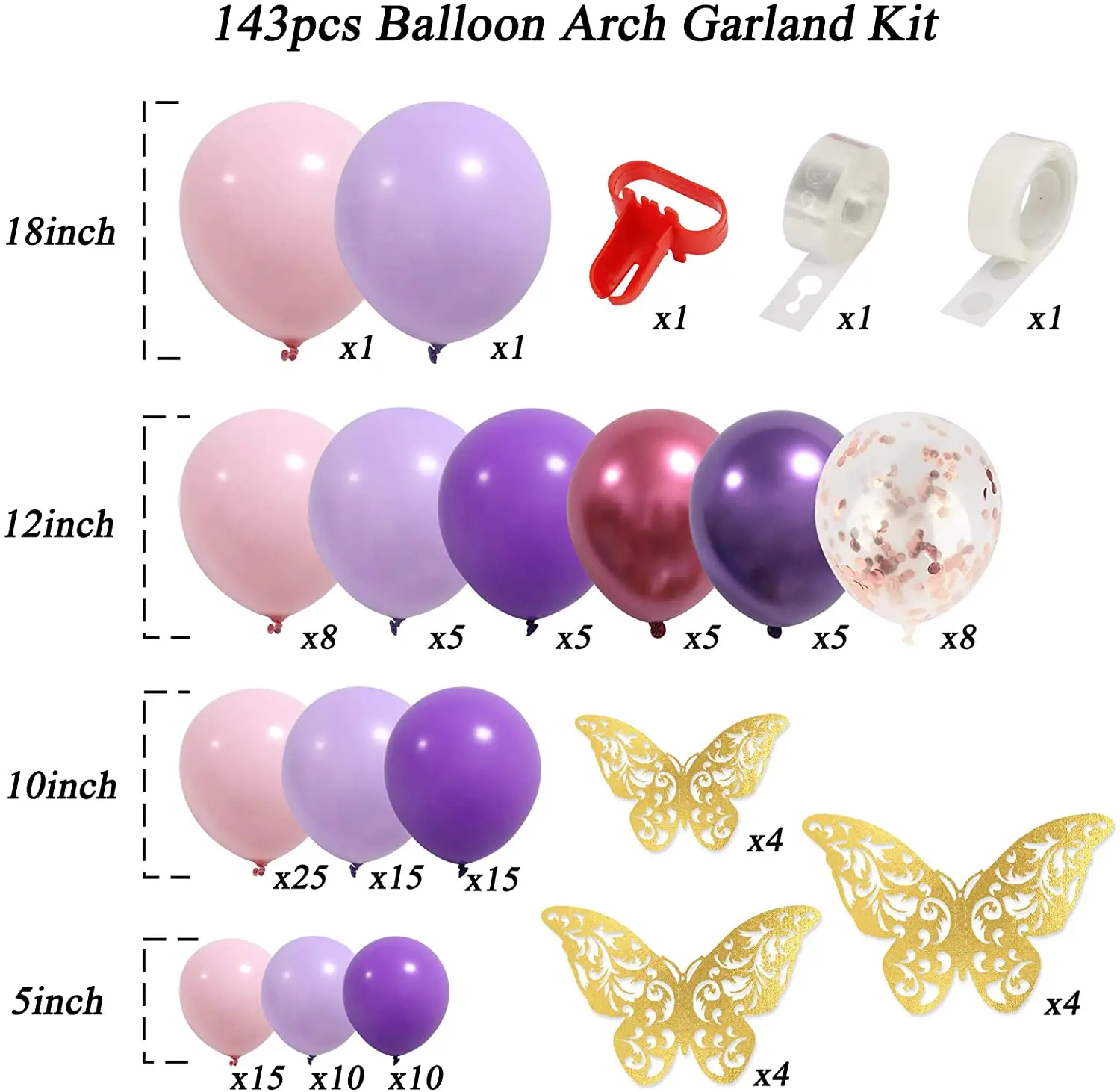 Butterfly Pink Purple Balloon Garland Kit Butterfly for Baby Shower Women Birthday Bachelorette Engagement Party Decorations