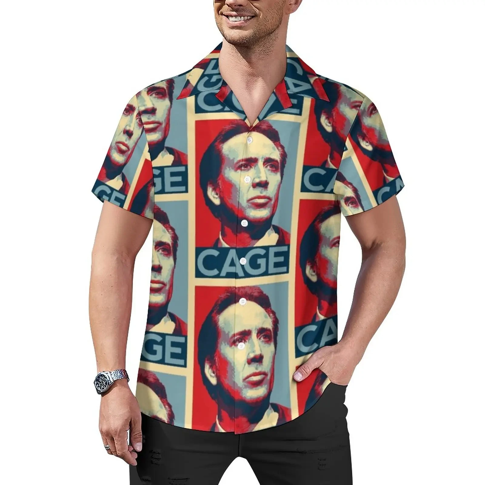 Nicolas Cage 3D Printed Lapel Men Shirt Man/Women Casual Fashion Long Sleeves Shirts Button Streetwear Oversized Unisex Clothing 6