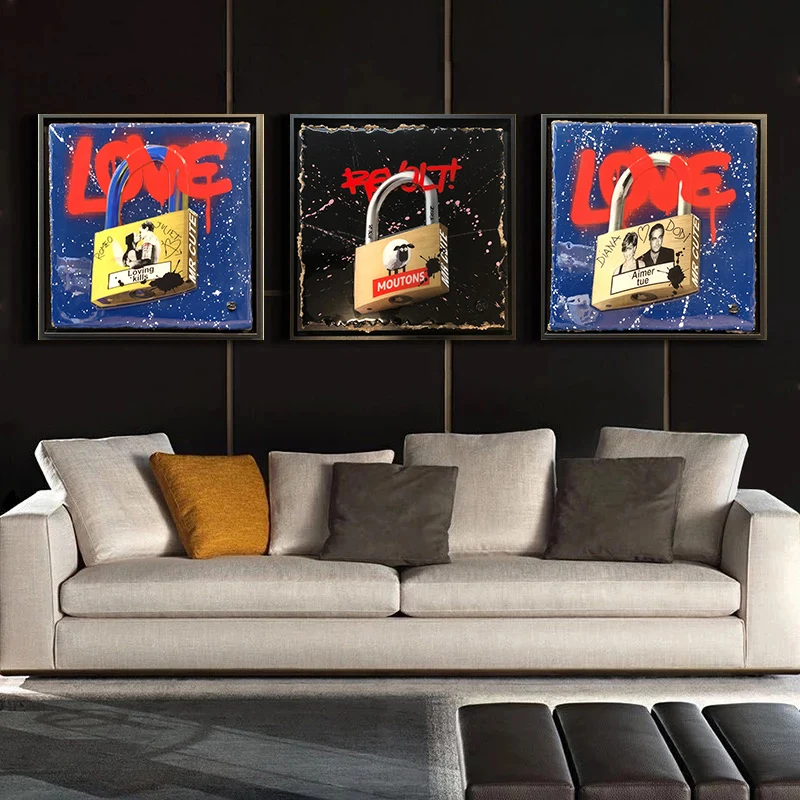 

Dog on Graffiti Cage Animal Wall Art Canvas Painting Modern Posters and Prints Home Wall Picture for Kids Children Decoration