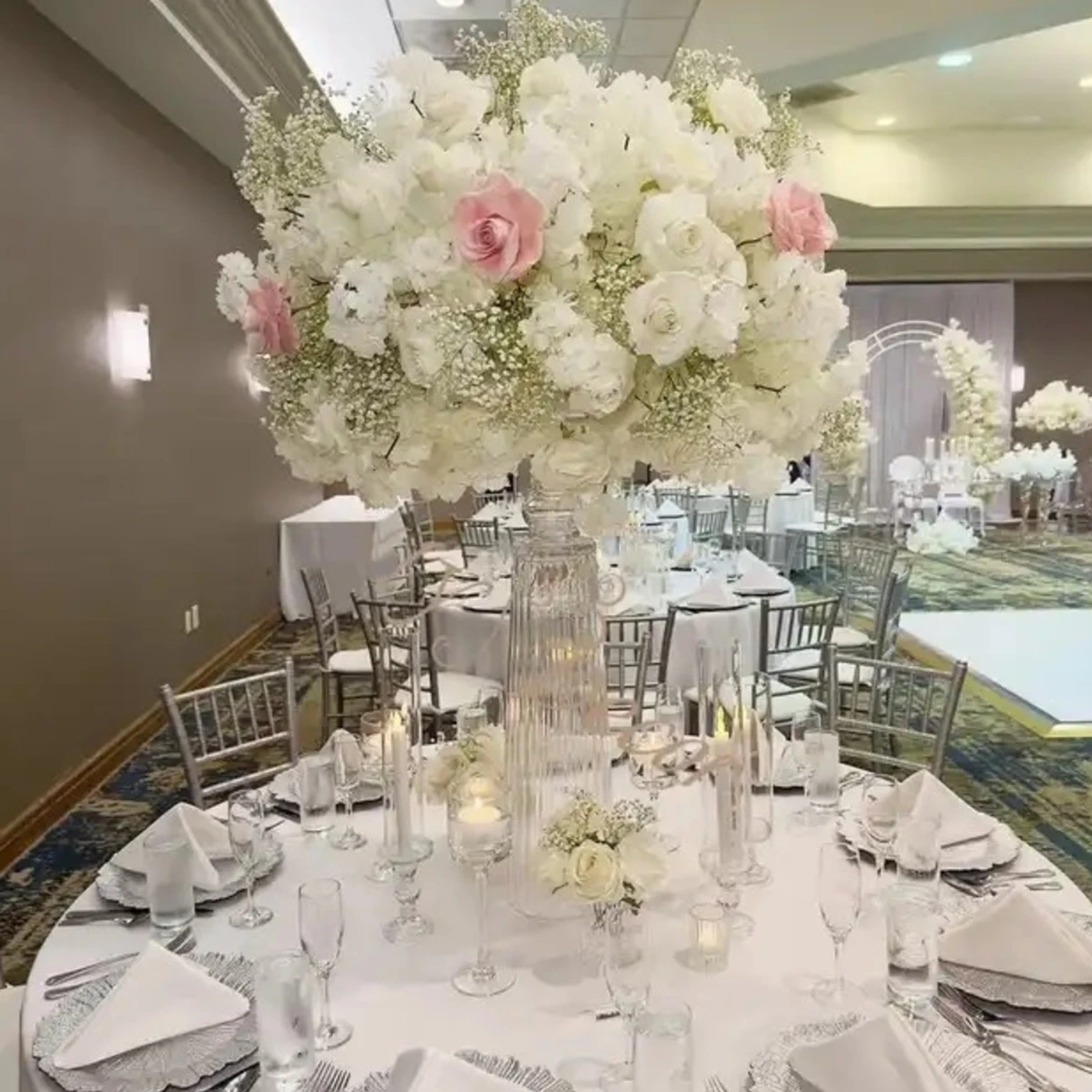 4Pcs-10Pcs,Transparent Glass Vases for Wedding Centerpiece, Trumpet Cone, Wedding Supplies, Decor,