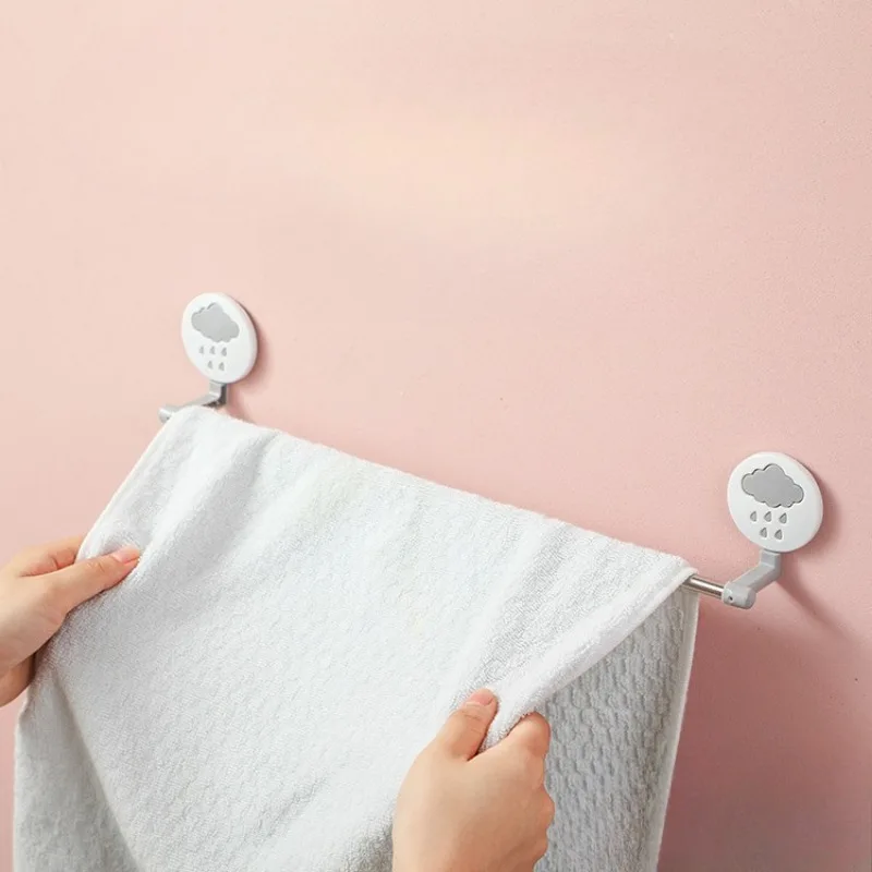 1PC Non Perforated Single Pole Towel Rack, Bathroom, Seamless Self-adhesive Storage, Stainless Steel