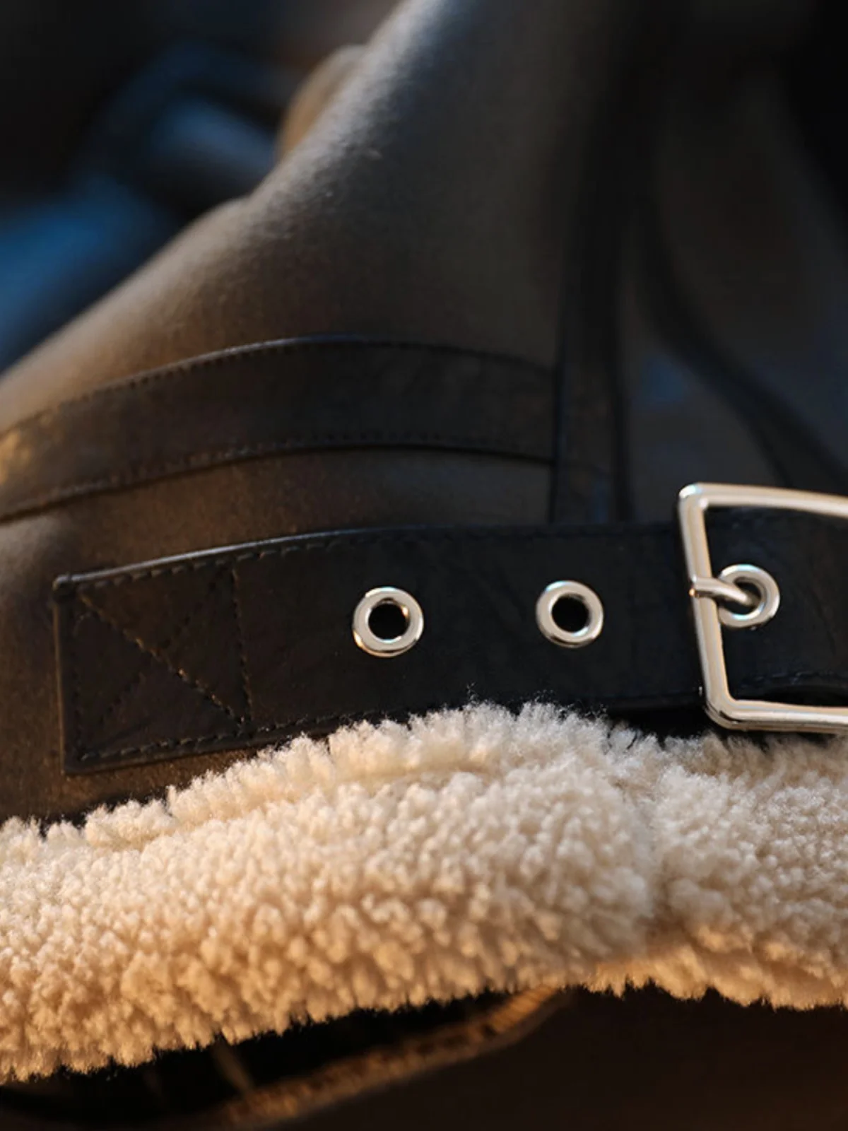 Lamb Fur Lined Thiened Leather Jaet Men's Autumn Winter Flip Collar Cotton Jaet Outerwear Youth Trend Stand Fit