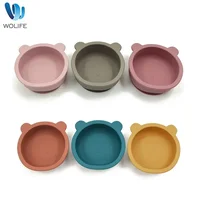 Baby Silicone Feeding Bowl with Suction Cups Children's Waterproof Suction Tableware Bowl Kids Bear Shape Silicone Bowl BPA Free 1