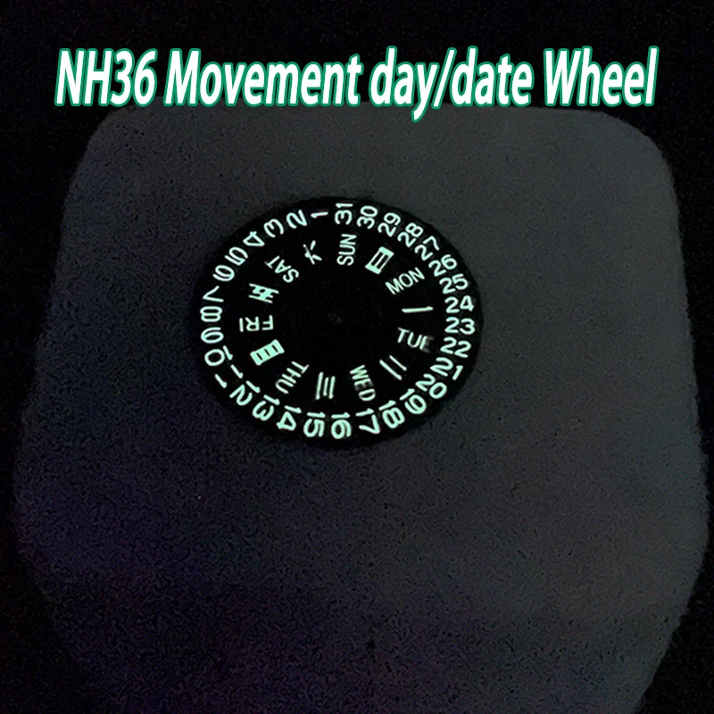 Movimento Luminoso Nh36 Giorno/Data Corona Ruota At 3.8 Quadrante Per Seiko Skx007 Nh35 Nh36 Movimento Parte Orologio Riparazione Disco Calendario