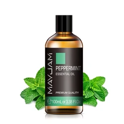 Aromatic Essential Oils Collection - Lavender, Eucalyptus, Rose, Ginger, Lemongrass Fragrances for Diffusers, Humidifiers, and Candle Making (100ml) (Peppermint)