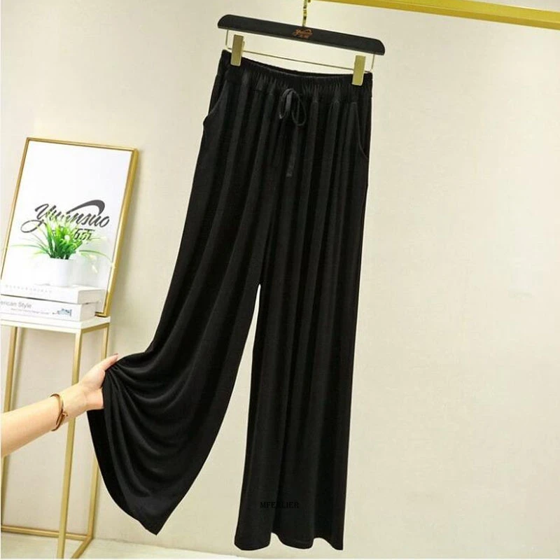 Plus Size 6XL 150kg Spring Summer New Ladies Wide Leg Trousers Solid Color High Waist Loose Wild Straight Casual Pants