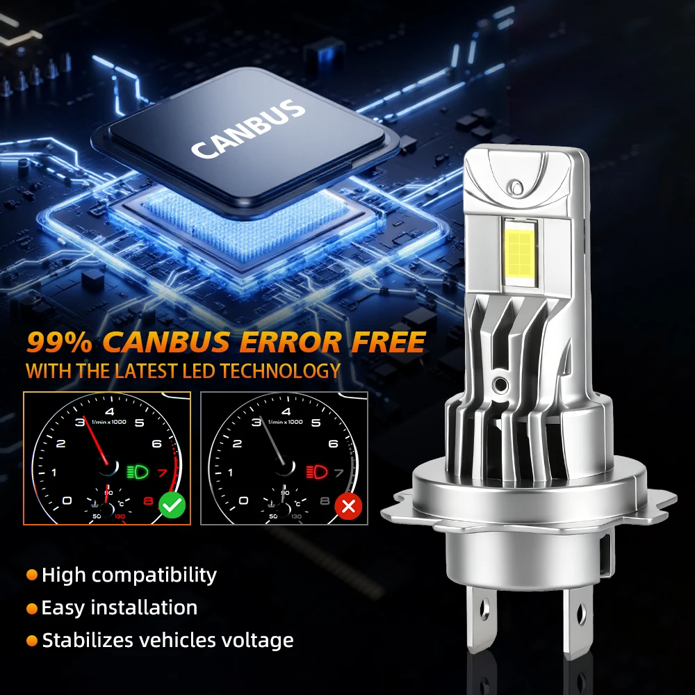 2개입 H7 LED 헤드라이트 캔버스 H1 H4 H11 H8 자동차용 팬 터보 램프 6500k 자동차 LED 라이트 안개등 플러그 앤 플레이 12V