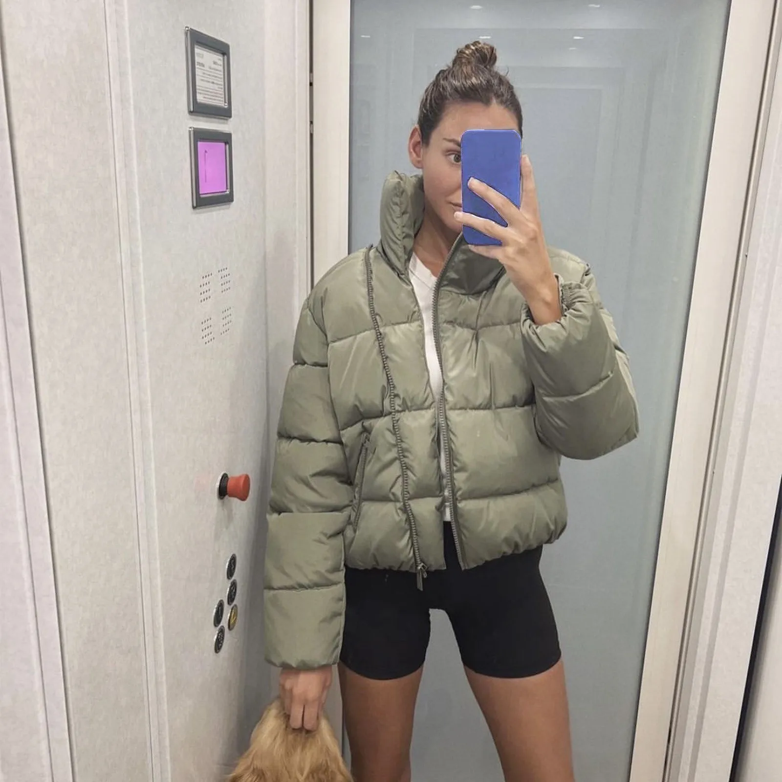 

2023 New Down Jacket Women Short Bread Clothe Korean Lightweight Cotton Padded Outweat Coat Winter Warm Stand Collar Outwear Top