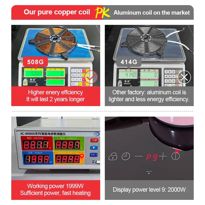 Built In 4 Plate Induction Hob Electric Stove 6800W Induction Cooktop With 4 Power Boost Burners 2