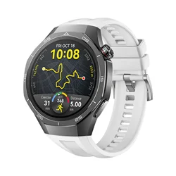 22mm Silicone Sport Smart Watch Strap - Soft Comfort Wrist Band for Huawei Watch4pro (White Silver)
