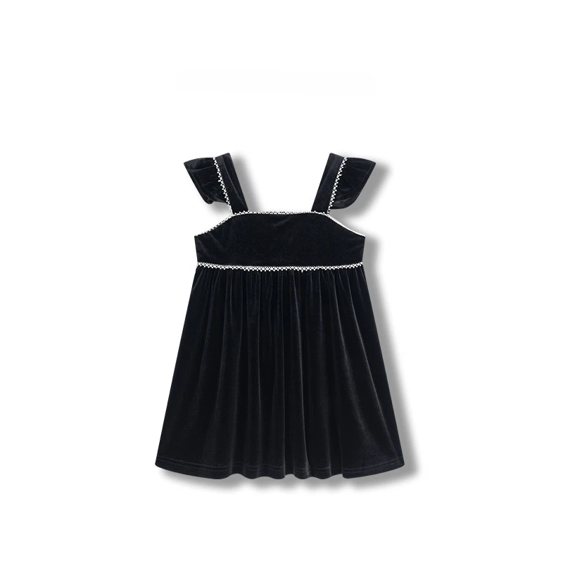 

2024 Spring and Autumn New Fashion Trend Versatile Durable, Dirty and Wrinkle Free Black Suspended Velvet Dress