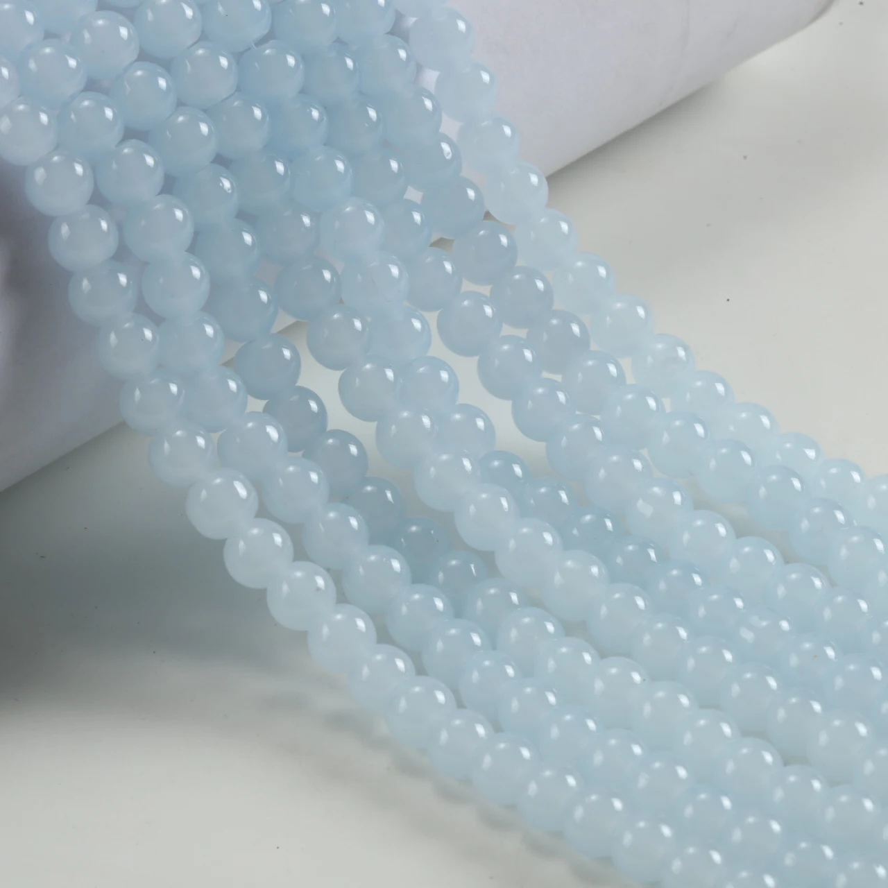 Light Lake Blue Glass Beads for Jewelry Making and Crafts, 8mm Round Beads (Bulk Pack)