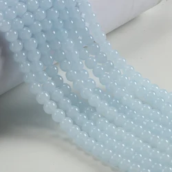 Light Lake Blue Glass Beads for Jewelry Making and Crafts, 8mm Round Beads (Bulk Pack) (Sky Blue)