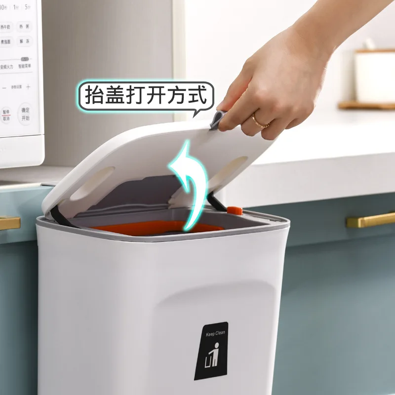 8/12L Kitchen Compost Bin for Cabinet Under Sink Wall Mounted Hanging Trash  Can With Lid Food Waste Wastebasket Garbage Can - AliExpress