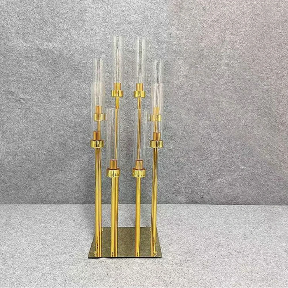 10pcs)8-head taper candlestick Metal Candle Holder Wedding Table Centerpiece Candelabra Pillar Stand Road Lead Party Decor