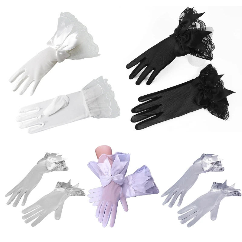 

Dainty Bride Short Glove Nightclub Hollow See Through Fishnet Gloves Lace Mitten