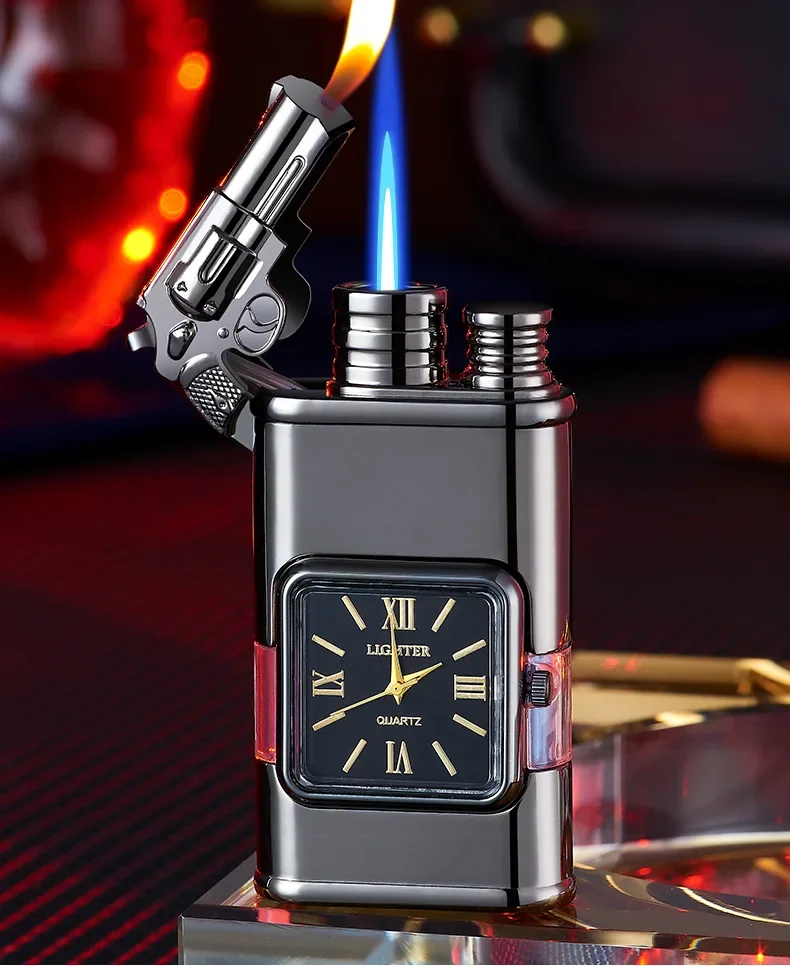 

New Fashion Multi-function Smoking Accessories Watch Lighter Crocodile Switchable Flame Cigarette Cigar Torch Lighters