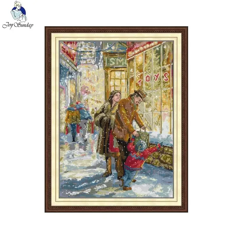 Joy Sunday Kreuzstich-Set „Die Familie vor Weihnachten“ HD-Muster Aida 16/14/11CT gezähltes bedrucktes Canva DIY-Stickset