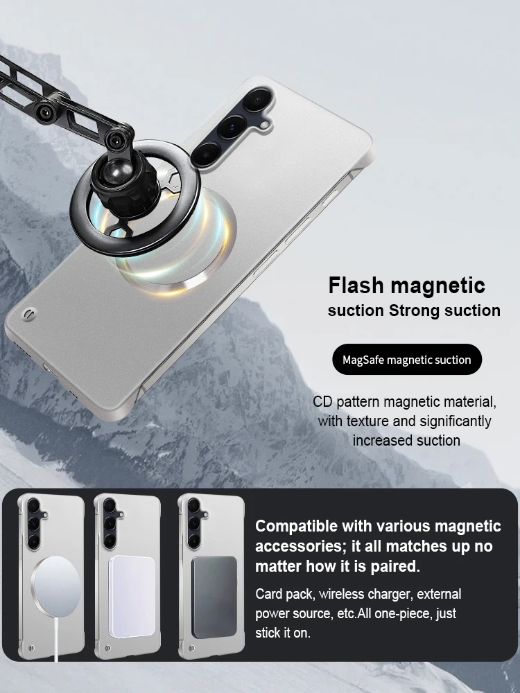 Ultra Thin Matte Metallic Paint Magnetic Case with Wireless Charging