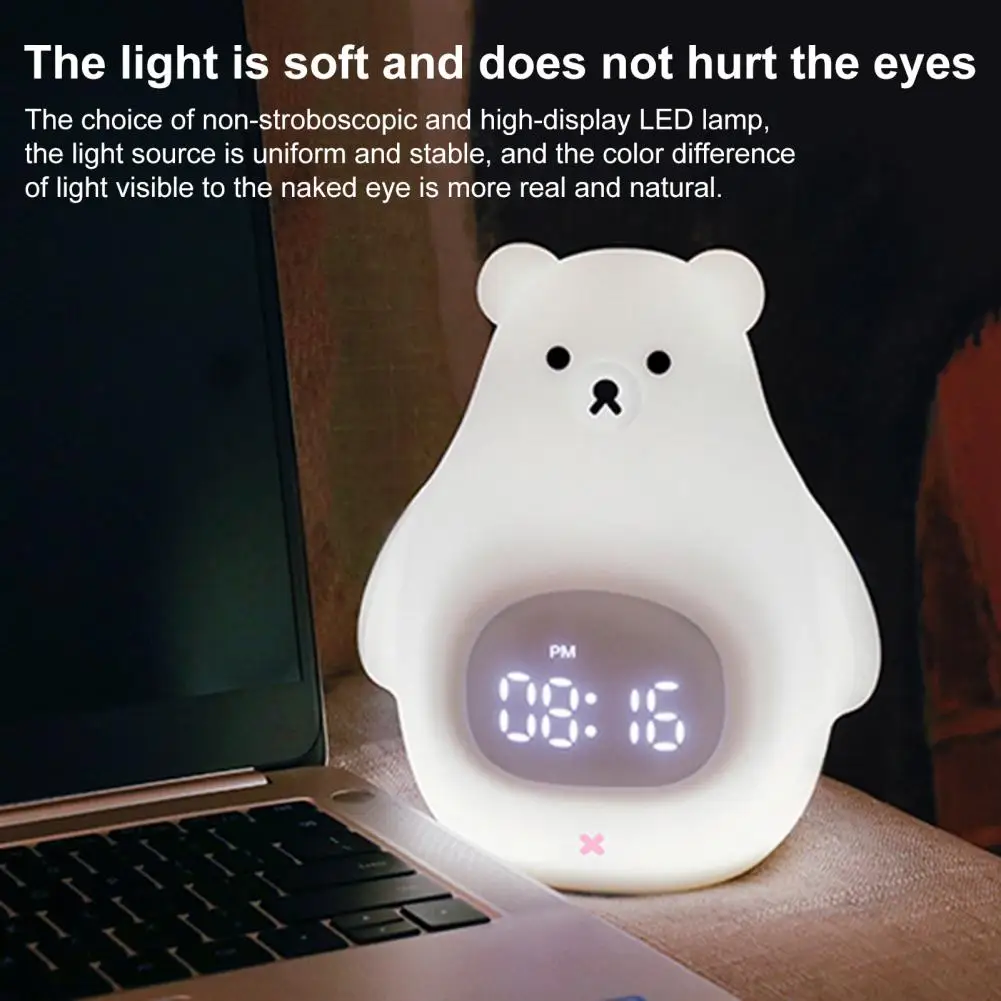 

Practical Atmosphere Light Illumination Desktop Ornament Portable Cute Little Bear Alarm Clock Night Light