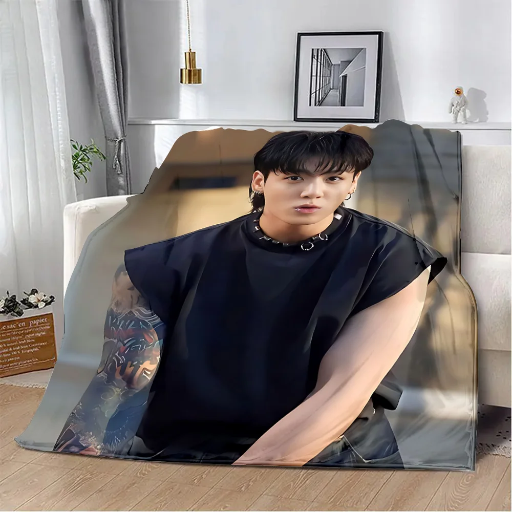 Printed Blanket Singer J-Jungkooks Picnic Blankets Warm Blanket Soft and Comfortable Blanket Home Travel Birthday Gift 6