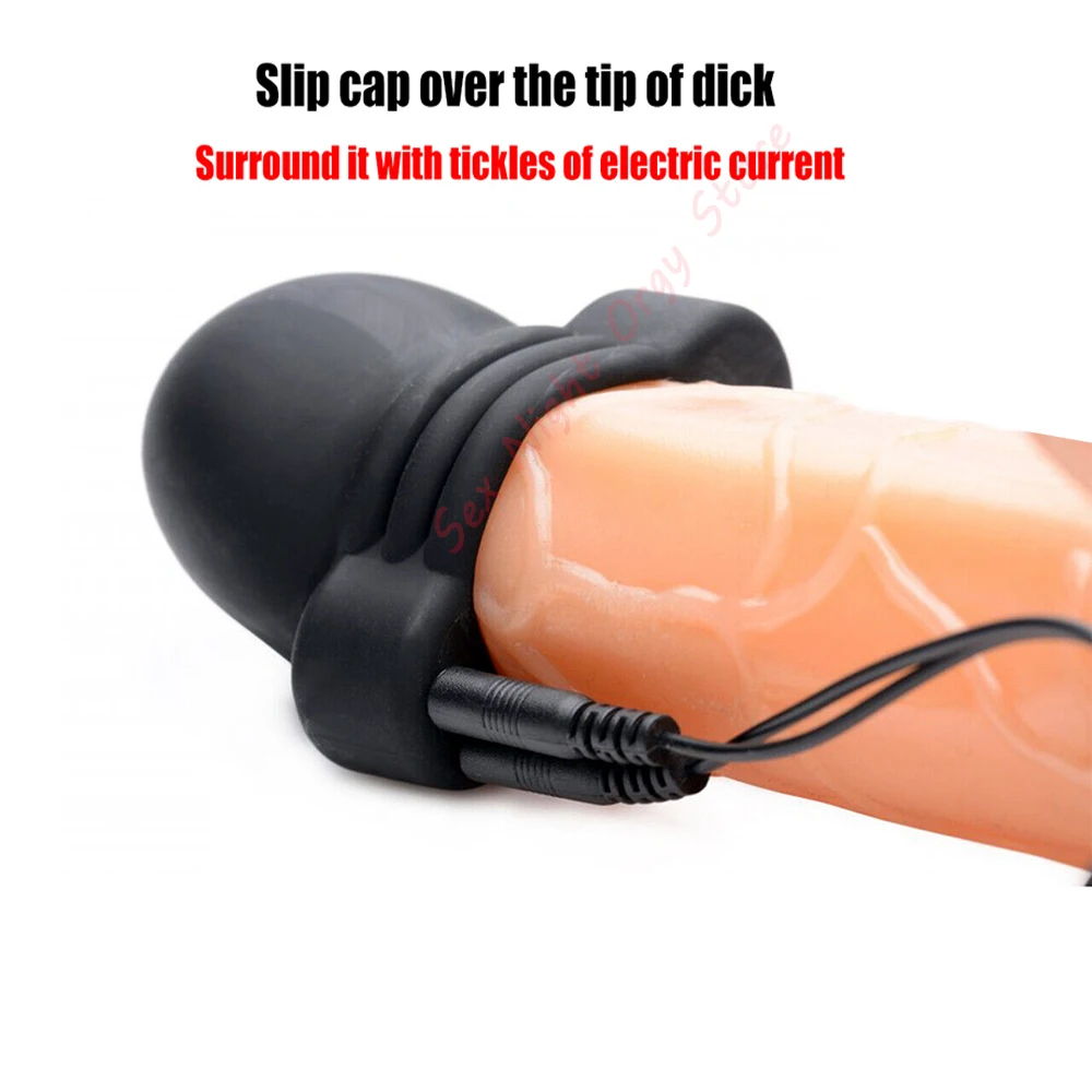 SM Penis Electro Stimulator Glans Trainer Men Masturbation Electric Shock Penis Head Massage Delay Training E-stim Sex Toy