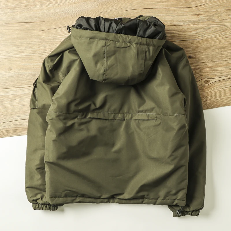 Loose Fit Men's Casual Hooded Jaet Cotton Workwear Faion Urban Sle Youth Regular Length Zipper Pure Color Autumn Winter