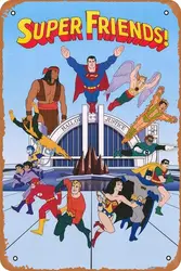 Super Friends Superhero Cartoon Metal Poster Sign - Aluminum 20x30cm (Aluminum sign)