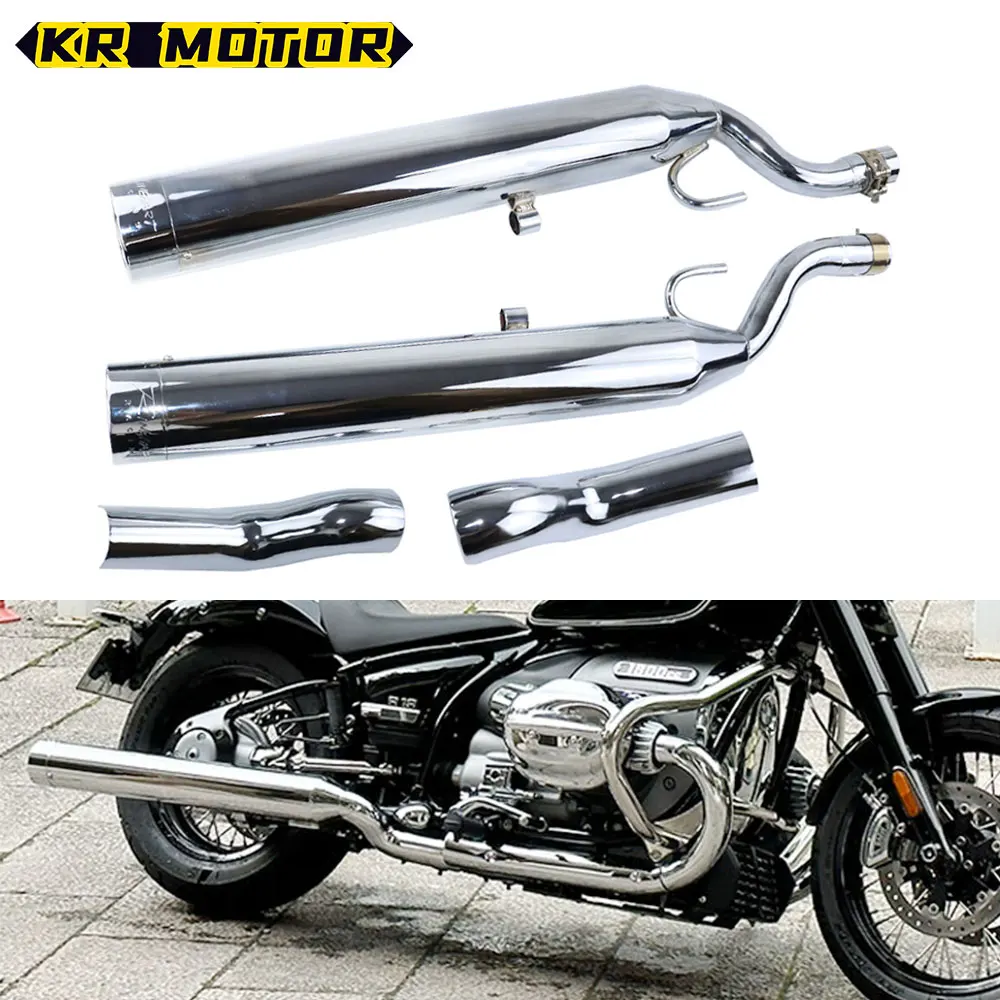 

For BMW R18 Classic 100 Years R18 B Transcontinental Motorcycle Exhaust Pipe Fit R 18 Chrome Slip-on Muffler System Silencers